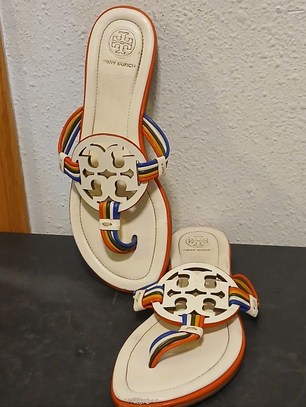 Tory Burch Miller Multicolor Logo Thong Sandals Estimated Size 6